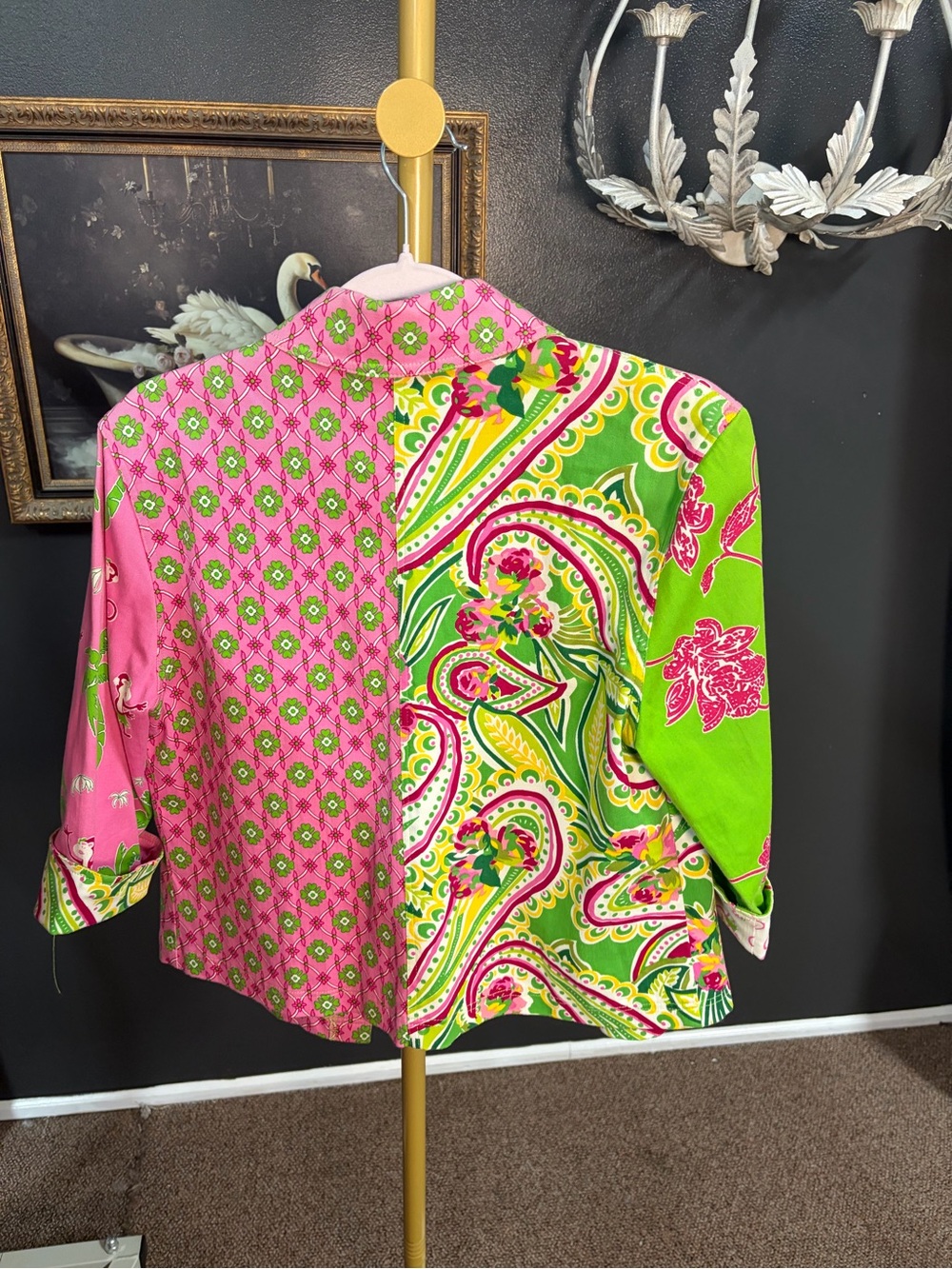 Vanity Collection Pink & Green Patchwork Jacket - Picture 5 of 7